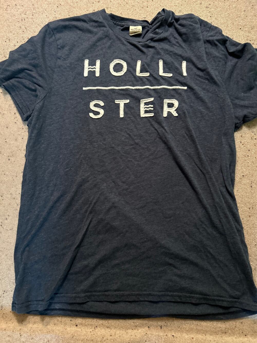 Hollister Spell Out Tshirt Raised Letters XL Men's Blue